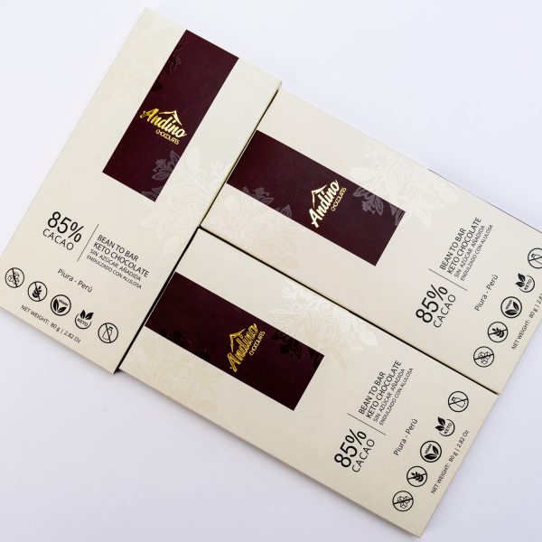 Barra de Chocolate Keto Andino 85% Sin Azúcar Alulosa 80g. - Imagen 3