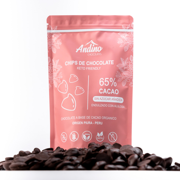 Chips de Chocolate Keto Andino 65% Endulzado con Alulosa 200g - Imagen 3