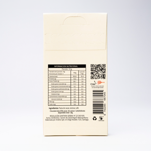 Minibombones de Chocolate Keto Andino 65% CAFE Alulosa Sin Azúcar 30g. - Imagen 2